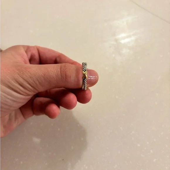 David Yurman Silver and Gold Crossover Ring - Picture 4 of 6